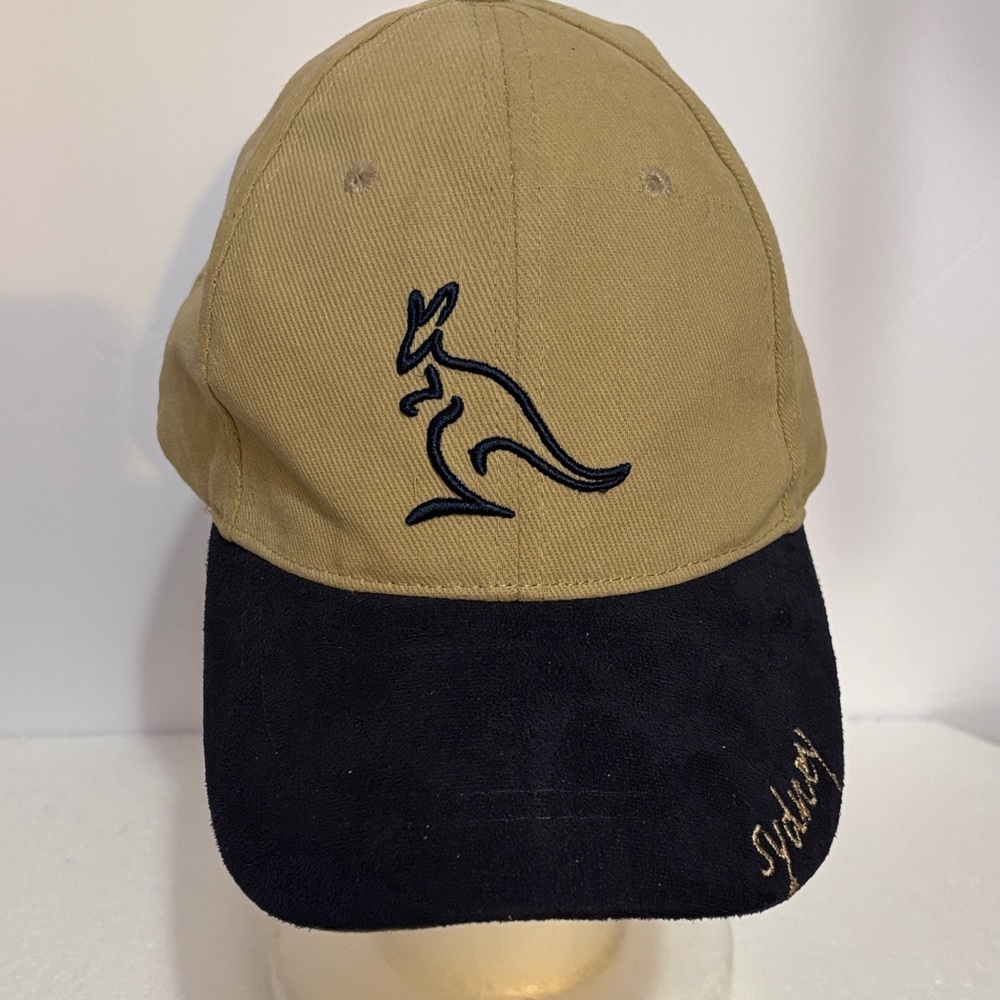 Kangaroo Embroidered Hat Cap in Tan and Black Sydney Australia OSFA